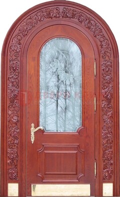 Толстая металлическая арочная дверь со стеклом ДА-20 в Мурино