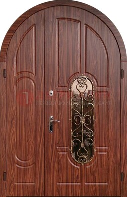 Арочная двухстворчатая стальная дверь Винорит ДА-54 в Мурино