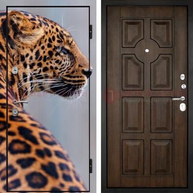 Металлическая дверь с фотопечатью леопарда ДФ-26 в Мурино