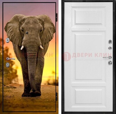 Металлическая дверь с фотопечатью слона ДФ-30 в Мурино