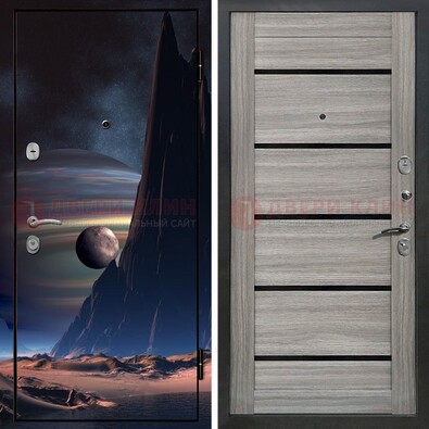 Стальная дверь с фотопечатью космоса ДФ-49 в Мурино