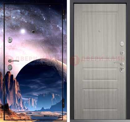 Железная дверь с фотопечатью космоса и планеты ДФ-50 в Мурино