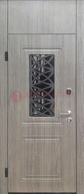 Металлическая дверь Винорит стекло и ковка с фрамугой ДФГ-33 в Мурино