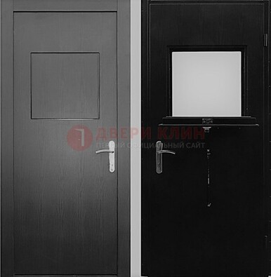 Черная стальная дверь в кассу ламинат внутри ДКС-3 в Мурино