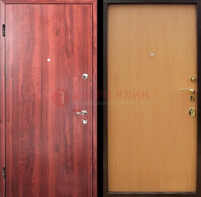 Красная железная дверь с ламинатом ДЛ-3 в Мурино