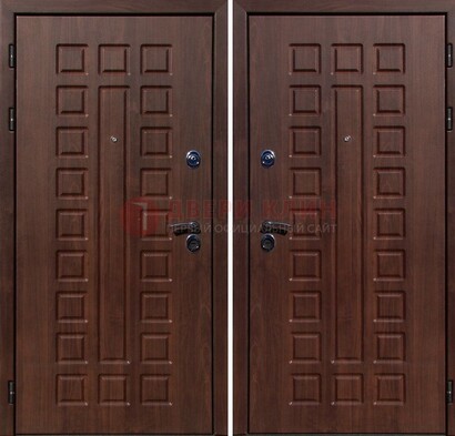 Коричневая железная дверь с МДФ снаружи ДМ-113 в Долгопрудном