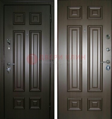 Темная металлическая дверь с МДФ ДМ-136 в квартиру в Мурино