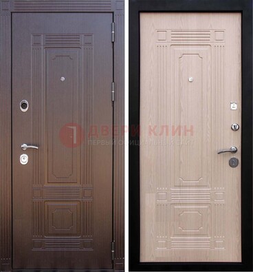 Коричневая входная дверь с МДФ ДМ-173 для кирпичного дома 