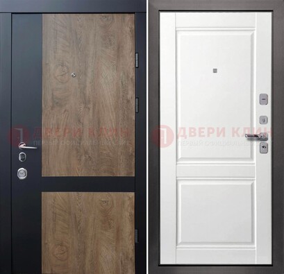 Черно-коричневая входная дверь с терморазрывом и МДФ ДМ-192 в Мурино