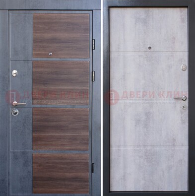Темная железная филенчатая дверь с терморазрывом и МДФ ДМ-211 в Мурино