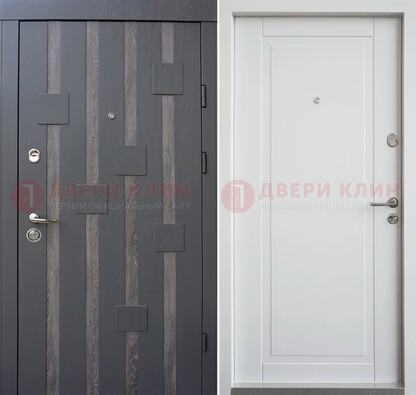 Темная металлическая дверь c белом МДФ внутри ДМ-231 в Мурино