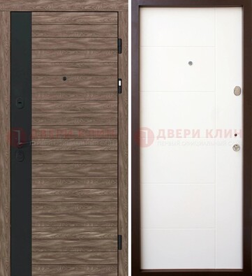 Коричневая входная дверь с черной вставкой МДФ ДМ-239 в Мурино
