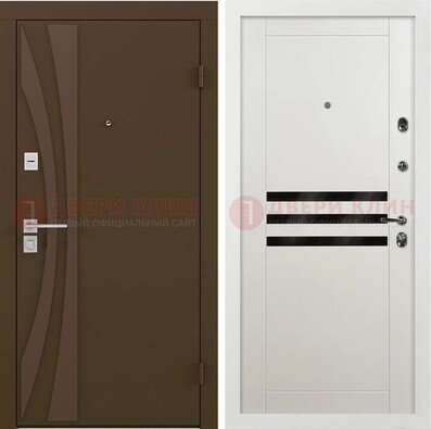 Стальная коричневая дверь с МДФ панелями ДМ-293 в Мурино