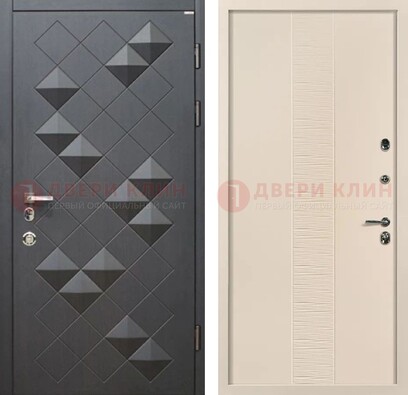 Темная металлическая дверь с МДФ в цвете Махагон ДМ-319 в Мурино