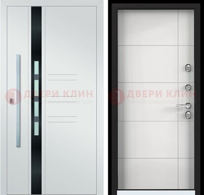 Металлическая дверь в белом цвете с МДФ ДМ-323 в Мурино