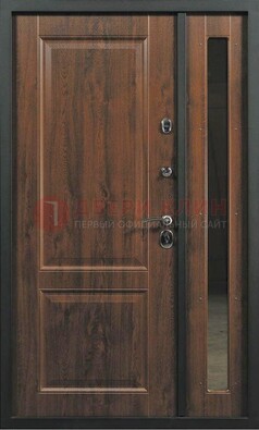 Темная железная дверь с панелью МДФ с зеркалом ДМ-338 в Мурино