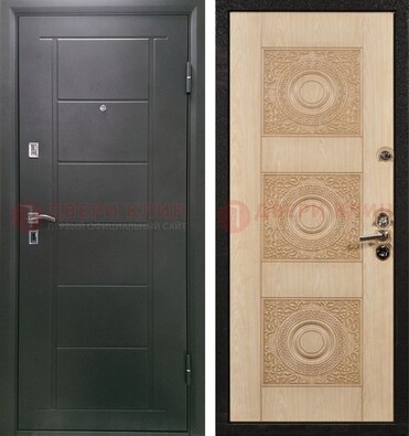 Темная железная дверь с МДФ в квартиру ДМ-344 в Мурино