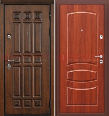 Темная металлическая дверь с МДФ и узором ДМ-364 в Мурино