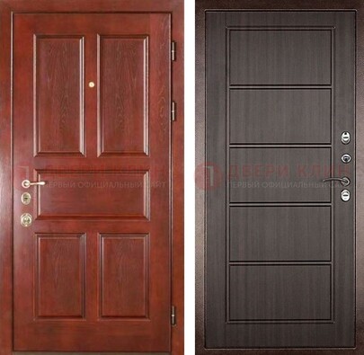 Красная металлическая дверь с МДФ в квартиру ДМ-387 в Мурино