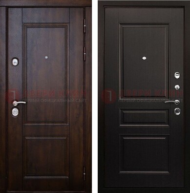Классическая железная дверь с темными МДФ панелями ДМ-390 в Мурино