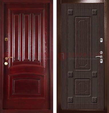 Красная стальная дверь с филенчатой МДФ ДМ-398 в Мурино