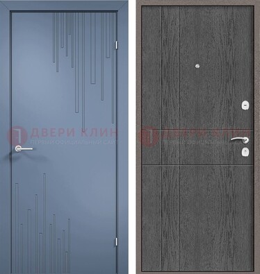 Синяя металлическая дверь МДФ в квартиру ДМ-434 в Мурино