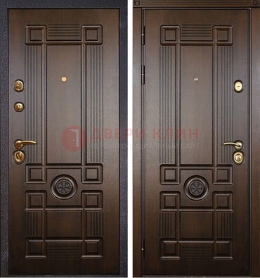 Квартирная коричневая железная дверь с МДФ ДМ-45 в Мурино