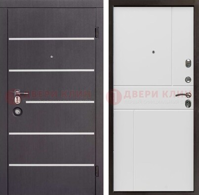 Темная стальная дверь с белыми вставками с МДФ ДМ-482 в Мурино