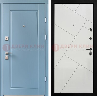 Синяя железная дверь с МДФ панелями ДМ-491 в Мурино