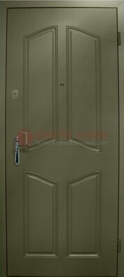 Зеленая стальная дверь с МДФ ДМ-49 в дом в Мурино