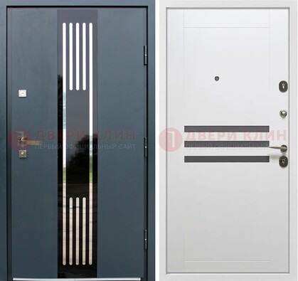 Темная квартирная дверь с разными МДФ ДМ-504 в Мурино