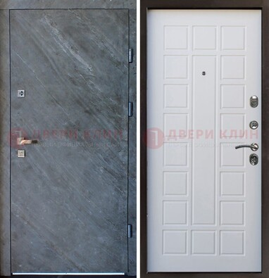 Железная дверь с МДФ серая и белая ДМ-505 в Мурино