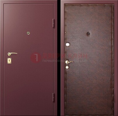Бордовая железная дверь с нитроэмалью ДН-1 в Мурино