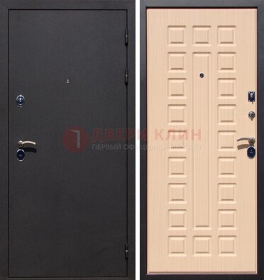 Черная стальная дверь с порошковым окрасом МДФ внутри ДП-102 в Мурино