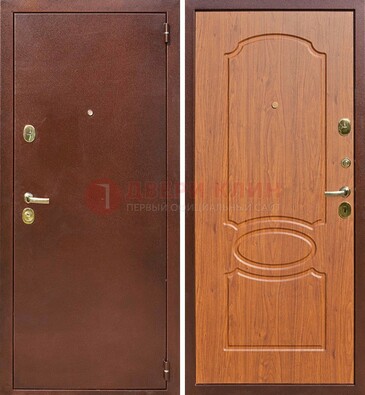 Коричневая стальная дверь с порошковым напылением ДП-137 в Мурино