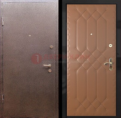 Коричневая металлическая дверь с порошковым окрасом ДП-22 в Мурино