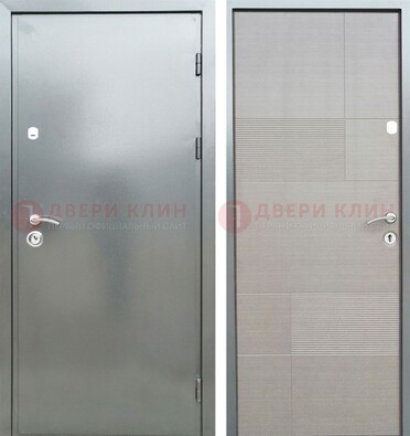 Металлическая серая дверь с порошковым покрытием и серым МДФ внутри ДП-250 в Челябинске