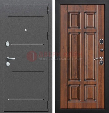 Стальная дверь с порошковым покрытием Антик серебро и филенчатой МДФ ДП-267 в Мурино