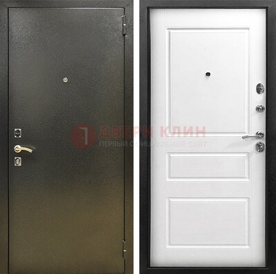 Входная дверь Темное серебро с порошковым напылением и белой МДФ ДП-272 в Мурино