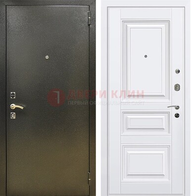Железная темно-серая дверь с порошковым напылением и белой МДФ ДП-274 в Мурино