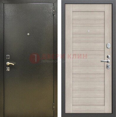 Стальная темно-серая дверь с порошковой отделкой и МДФ панелью ДП-278 в Мурино