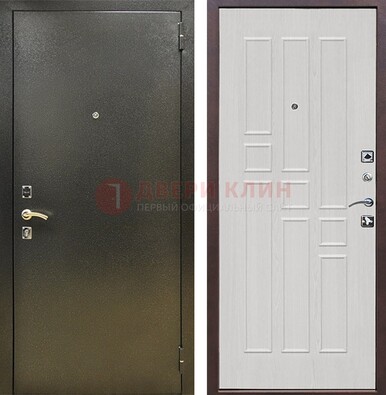 Входная дверь Темное серебро с порошковой отделкой и терморазрывом МДФ ДП-282 в Мурино