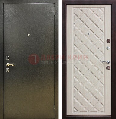 Темно-серая железная дверь с порошковым покрытием и филенчатой МДФ ДП-289 в Мурино