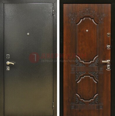 Входная дверь Темное серебро с порошковым покрытием и МДФ с узором ДП-293 в Мурино