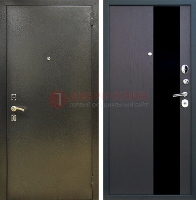 Входная темная дверь с порошковым покрытием и МДФ со стеклом ДП-294 в Мурино