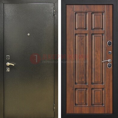 Металлическая входная темная дверь с порошковым напылением и МДФ ДП-299 в Мурино
