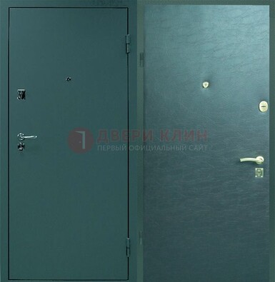 Зеленая стальная дверь с порошковым покрытием ДП-93 в Мурино