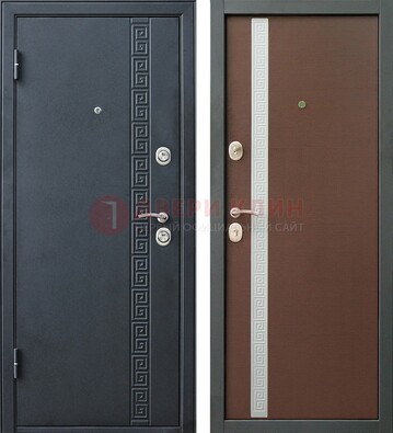 Черная стальная дверь с порошковым напылением ДП-9 в Мурино