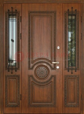 Парадная распашная стальная дверь Винорит со стеклом ДПР-106 в Мурино