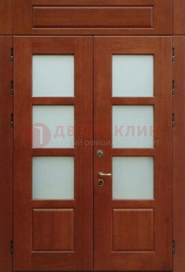 Металлическая парадная дверь со стеклом ДПР-69 для загородного дома в Мурино